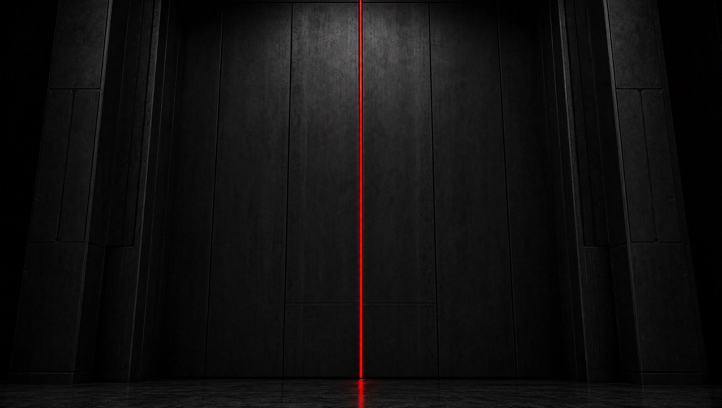 machined vault panels with a thin red seam